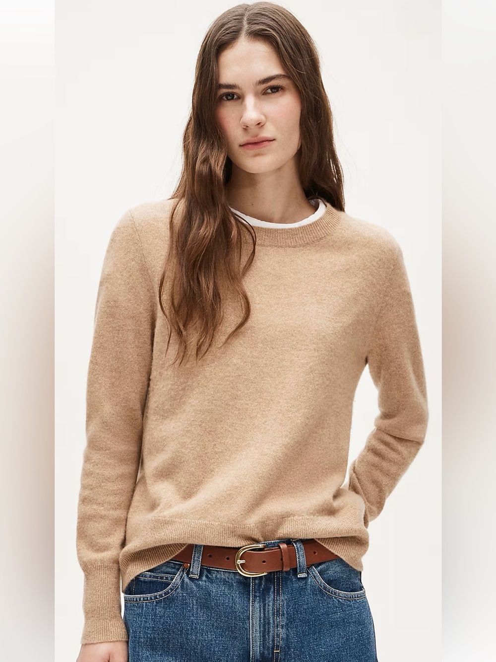 J. Crew Cashmere Classic-Fit Crewneck Sweater in Camel Size XXL